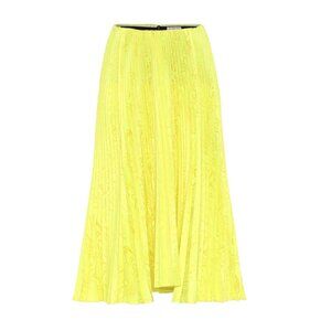 NWT $1,900 Balenciaga Satin Jacquard Pleated Midi Skirt Size 4